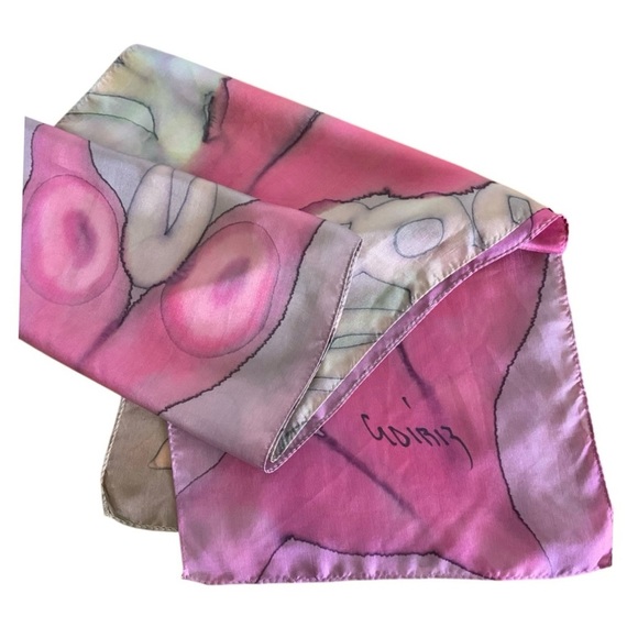 Hand painted abstract silk scarf - Picture 2 of 7